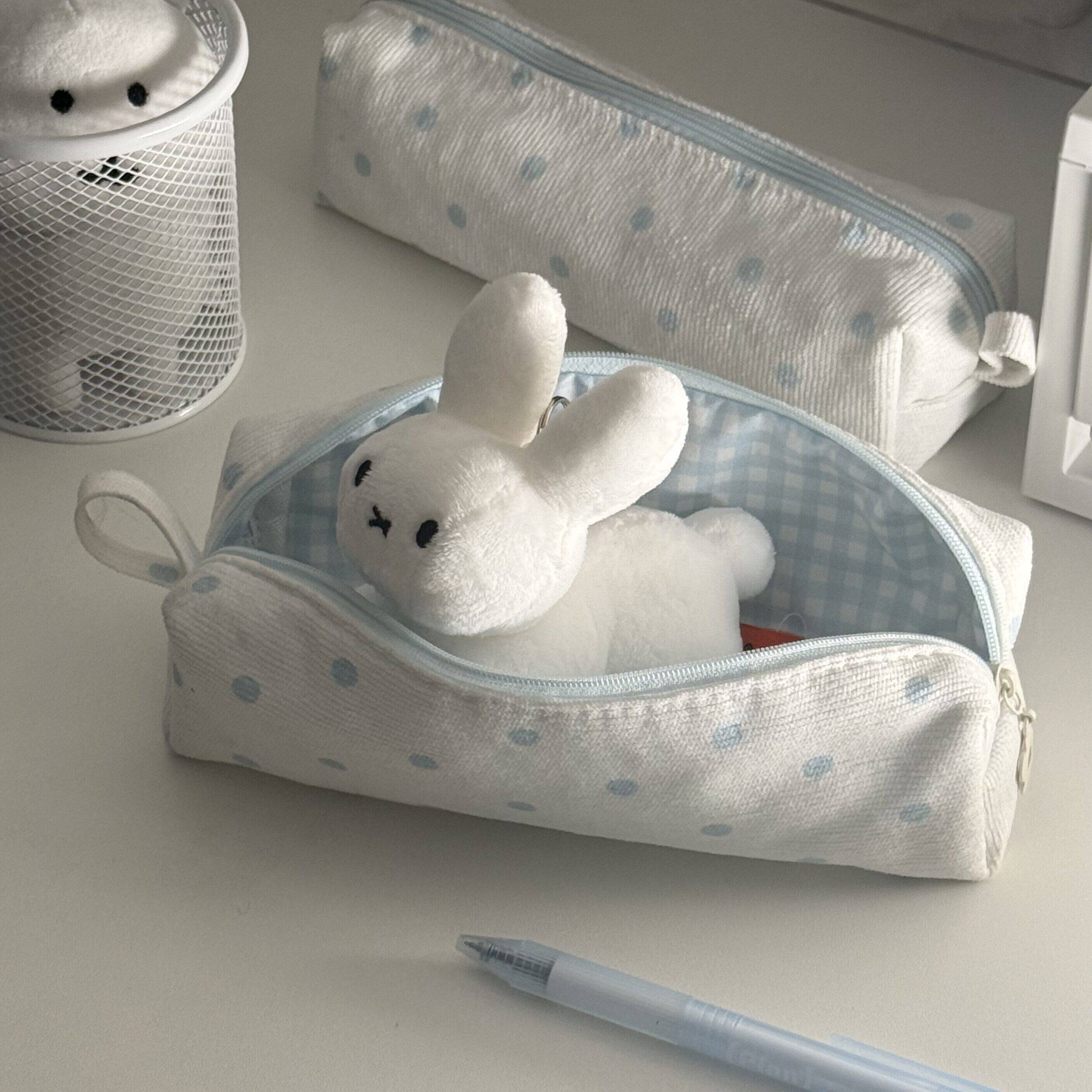 简约ins风奶油波点笔袋学生高颜值少女心韩系文具收纳袋铅笔袋