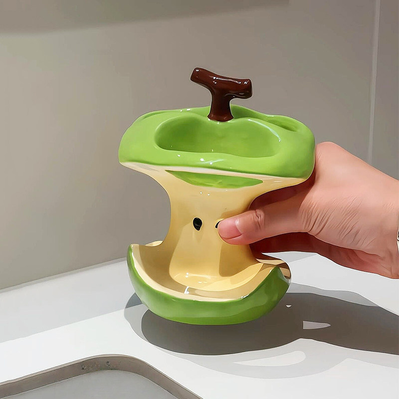 苹果核牙刷架陶瓷卫生间牙膏架置物架浴室台面洗漱台化妆刷收纳筒