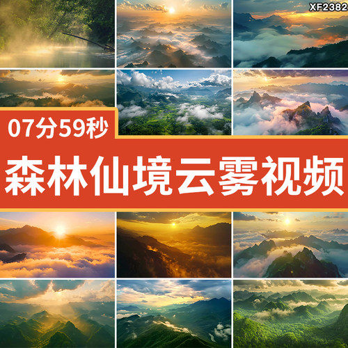 森林秦岭山脉云海云雾云层风光日出日落自然风景实拍高清视频素材
