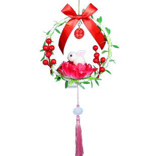 2026新年元旦灯笼古风手工diy材料儿童手提玉兔子小花灯春节宫灯