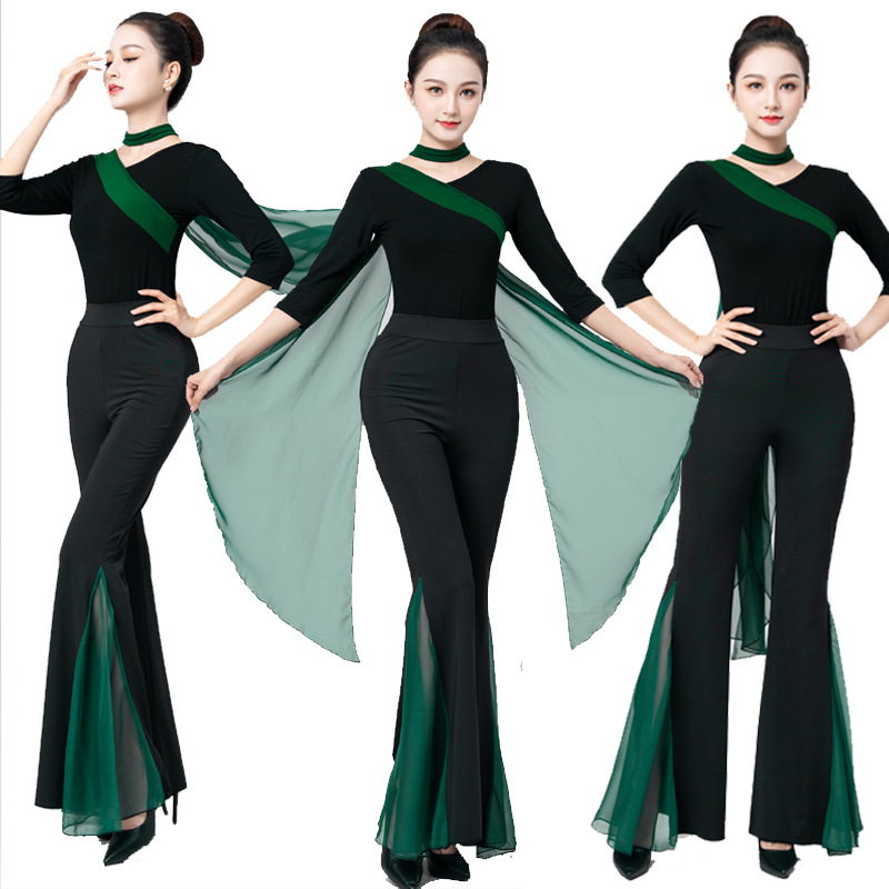 莫代尔撞色优雅形体服舞蹈服走秀模特芭蕾练功训练服礼仪瑜伽服