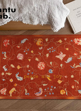 高级感入户门地垫红色丝圈进门脚垫玄关防滑耐磨耐脏除尘蹭土家用