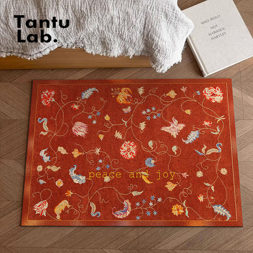 高级感入户门地垫红色丝圈进门脚垫玄关防滑耐磨耐脏除尘蹭土家用