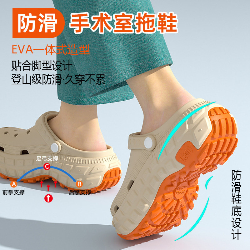 手术室防滑洞洞鞋女款2026新款夏季厚底外穿透气防臭足弓支撑拖鞋