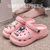 女款 夏季 2025新款 厚底洞洞鞋 防滑海边沙滩包头eva凉拖鞋 女士外穿