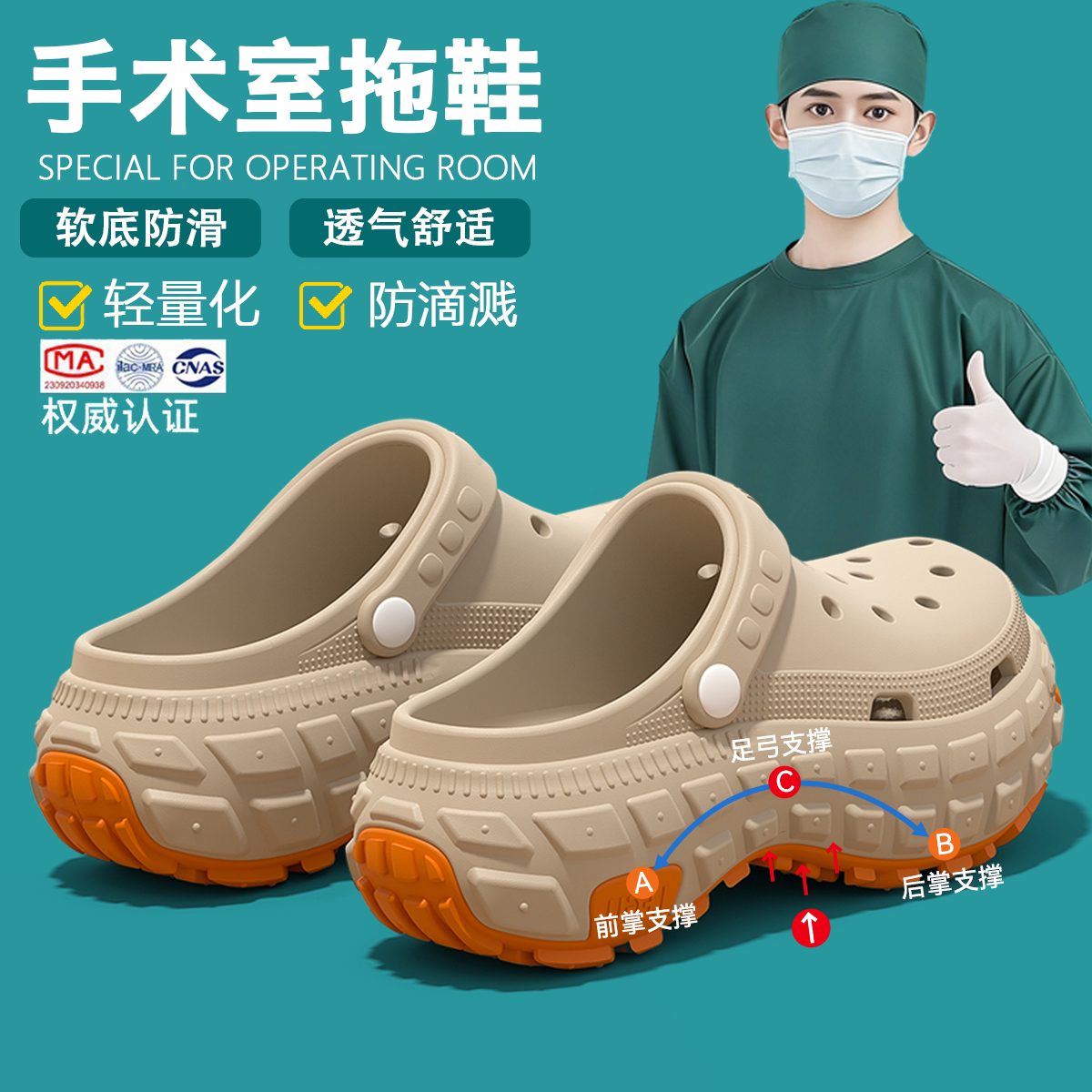 手术室洞洞鞋男款2026新款夏季外穿开车防滑厚底防臭eva凉拖鞋男