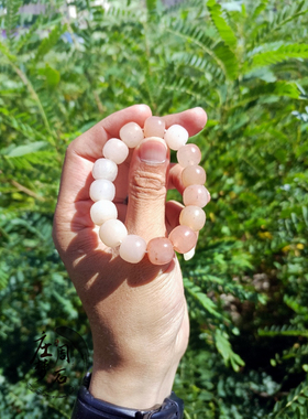 庄周梦石 佘太翠无籽料草莓酱天然玉石冰底手串内蒙古民族风饰品