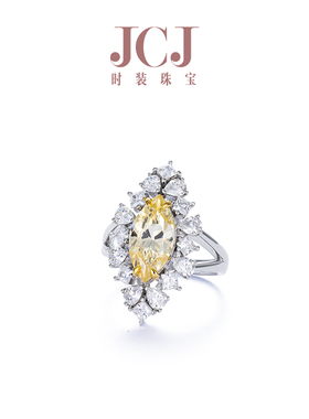 JCJ时装珠宝HighJewelPlay系列925银双色金黄色马眼锆石戒指