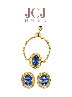 jcj女复古麻花边戒指耳饰