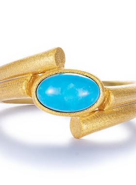 JCJ时装珠宝HighJewelPlay系列925银椭圆仿松石戒指