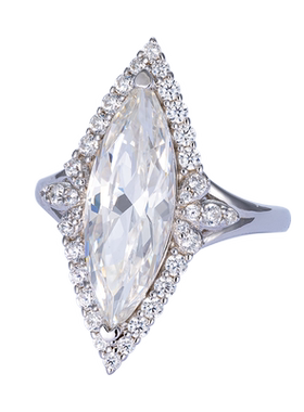 jcj时装珠宝橄榄形锆石戒指