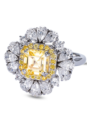 jcj时装珠宝花朵黄锆石戒指