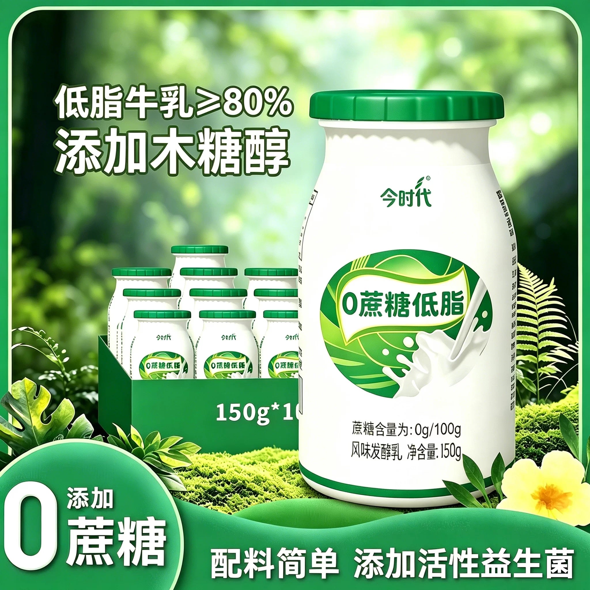 低脂无加蔗糖酸奶控糖人群专用