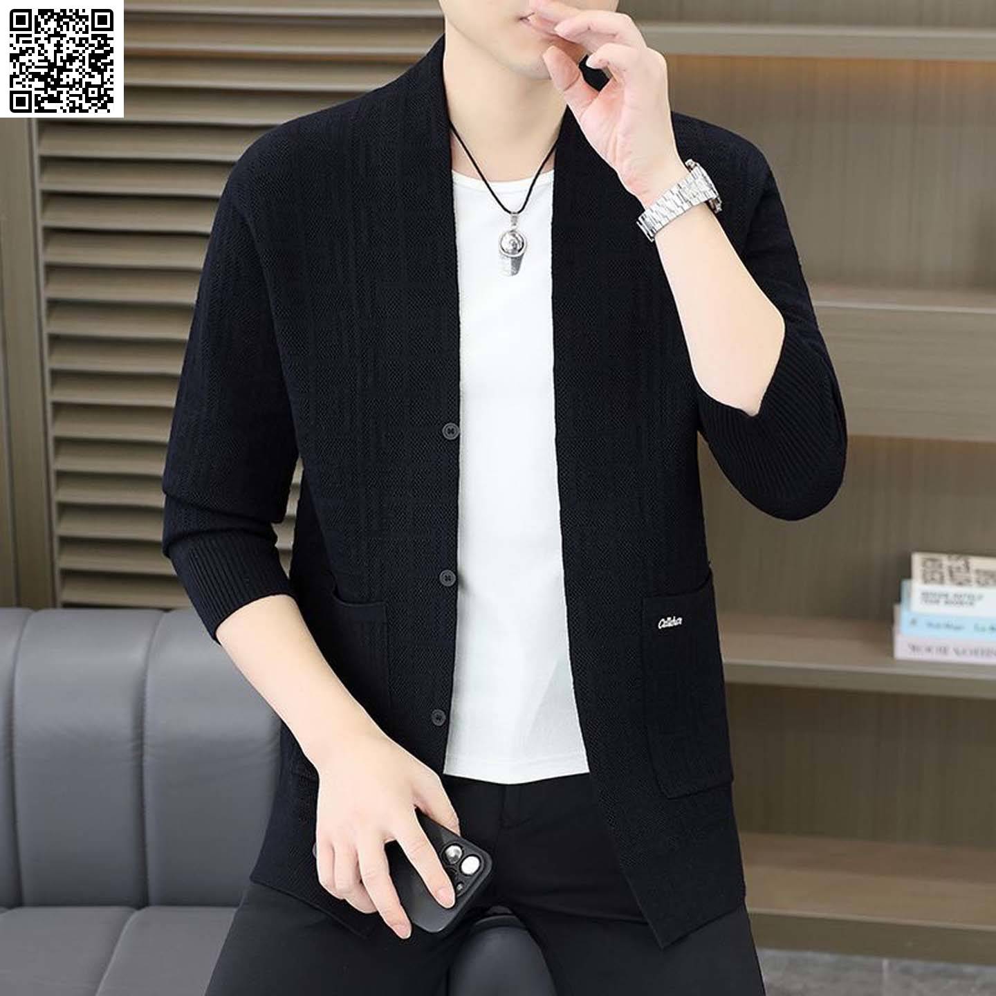 楚勇春秋毛衣外套男士轻奢针织开衫潮流百搭宽松V领长袖时尚男装