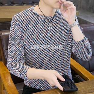 点击率男装专卖店男士秋冬原创小香风圆领加厚厚棉T百搭长袖内搭