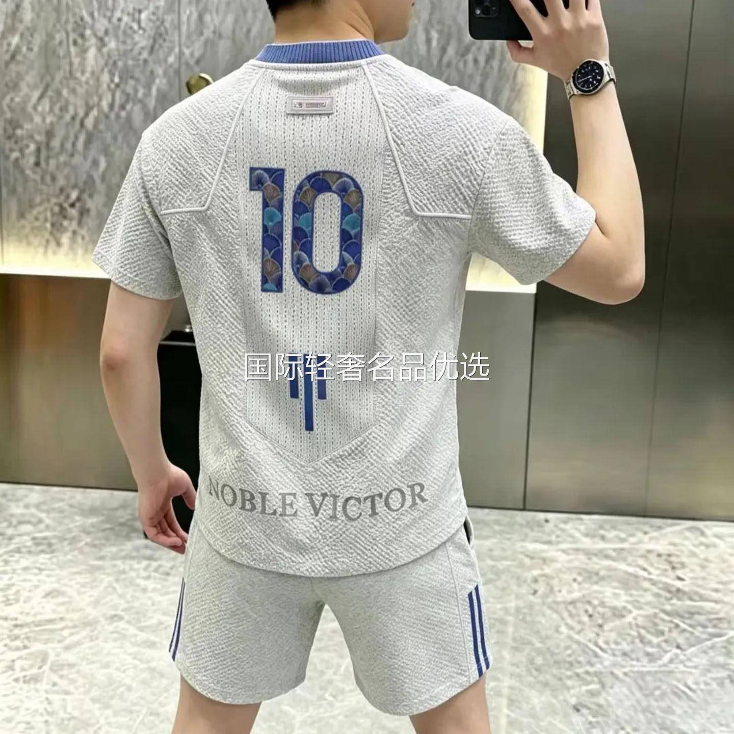超凡轻奢服饰专卖店夏季男士老钱风短袖短裤运动套装休闲两件式潮