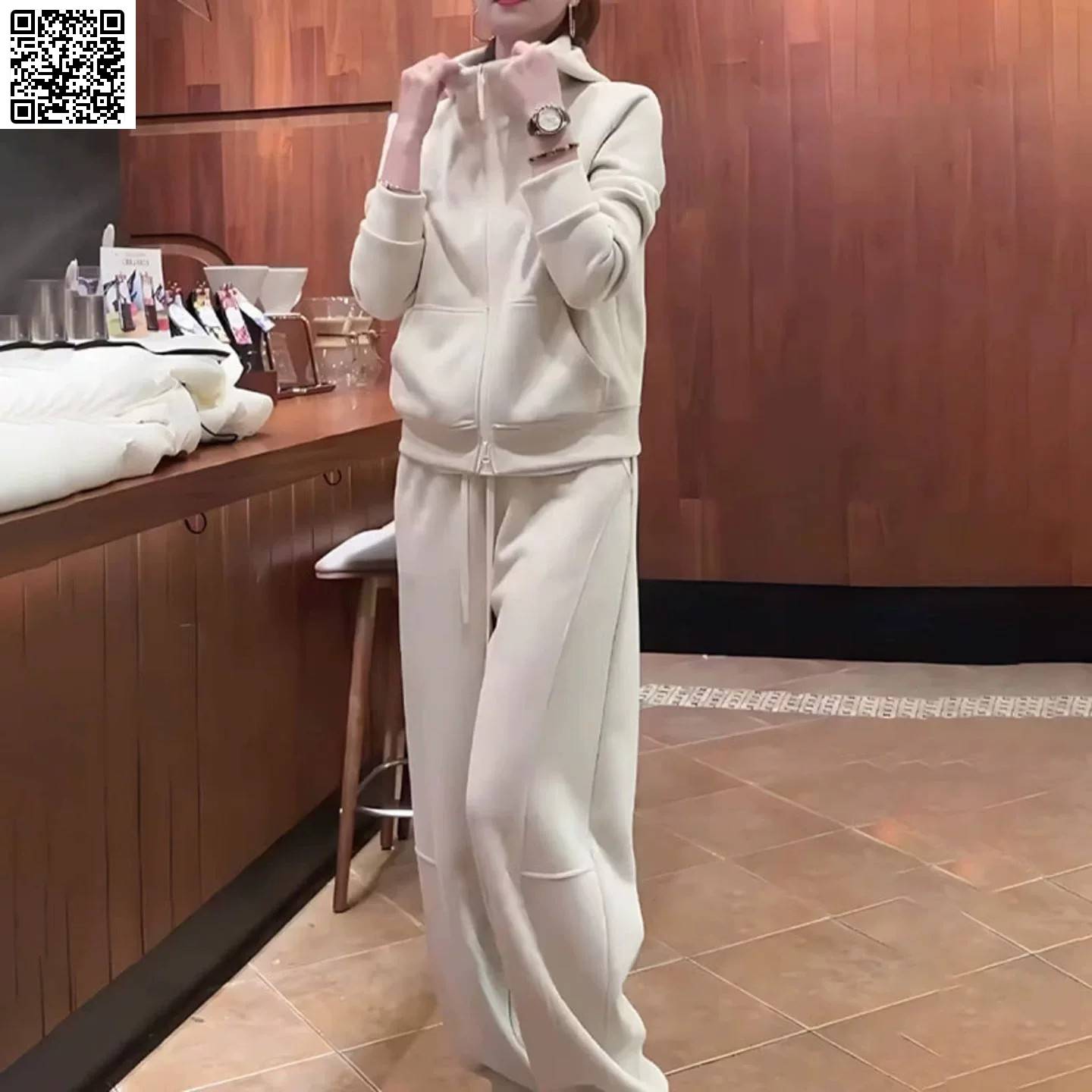 维干精选好物店女装慵懒休闲运动套装秋冬新款时尚连帽卫衣两件套