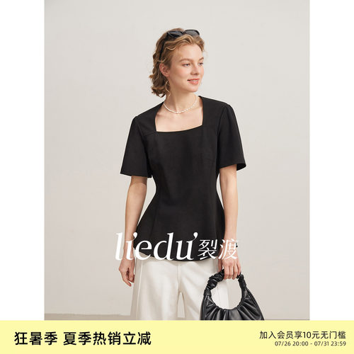 裂渡微胖大码女装正肩短袖T恤