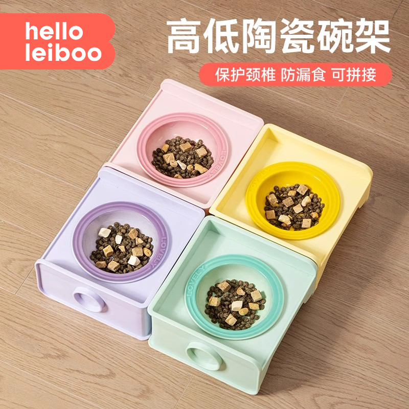 大口径陶瓷猫咪碗可拼接防打翻