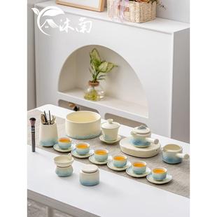 整套家用茶杯办公室家用轻奢高档礼盒 原矿粗陶功夫茶具套装