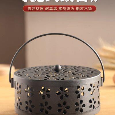 铁艺蚊香盘托家用神器蚊香架创意防火防烫带盖可手提放文香盒香炉