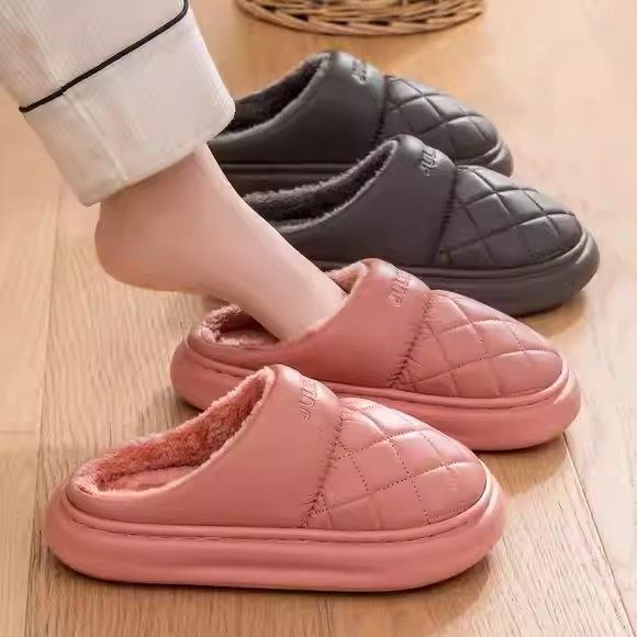 防水棉拖鞋女款冬季2026新款室内家居防滑皮面加绒加厚毛拖男冬天,居家布艺,居家棉拖/棉鞋,淘宝优惠券,粉丝福利购,淘宝优惠卷