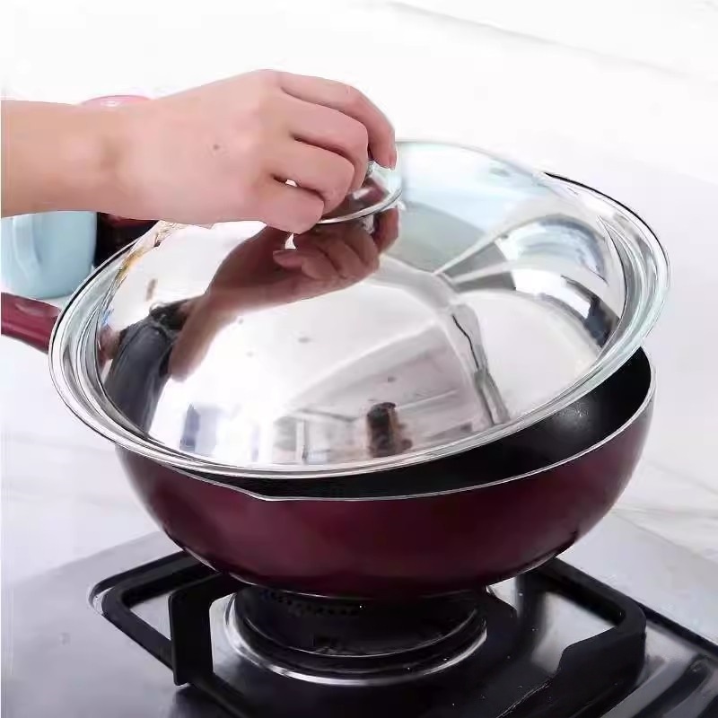 不锈钢锅盖食品级全钢加厚不锈钢锅盖家用炒锅锅盖30cm32cm34c