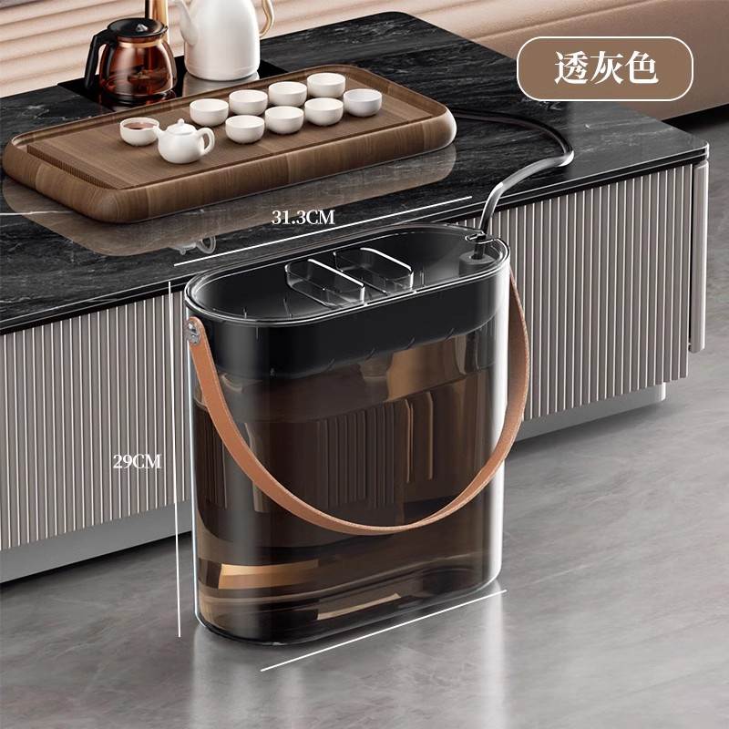 扁形办公室桌下接功夫茶水桶废水桶储水桶茶具配件带过滤网茶渣桶