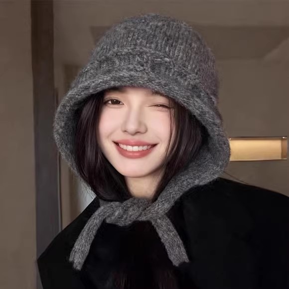 巴拉克拉法帽子女款2025新款秋冬大头围针织毛线帽加厚保暖护耳帽