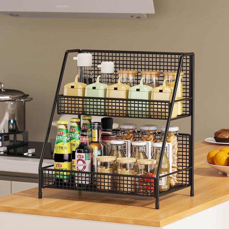 厨房调料置物架台面调味品酱油盐佐料瓶多功能分层厨房用品收纳架