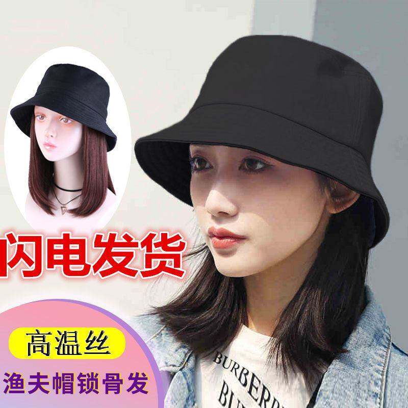 连带帽子假发一体女夏天短发2025爆夏季化疗光头戴新款头发后女士