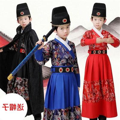 儿童古装汉服男童锦衣卫飞鱼服霸气男女孩表演服侠客书生演出服