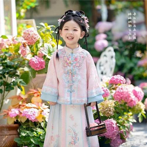 女童汉服百褶裙2025新款国风古装中式秋冬款汉服儿童小女孩古风套