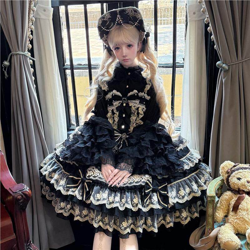 【宝石之冕】韩菇凉~原创设计Lolita洋装doll感jsk吊带连衣裙秋冬