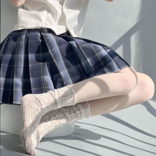 超薄款 甜美蕾丝袜子女短中筒春夏季 玛丽珍堆堆袜白色jk可爱日系风