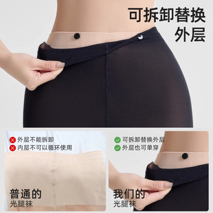 双层黑丝光腿神器女秋冬季 袜 加绒加厚裸感打底袜黑透肤不档连裤