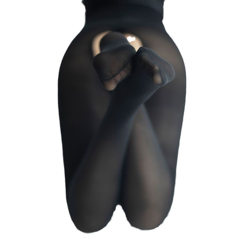 日系天鹅绒100D白色丝袜开档加档加大女装连裤袜性感不透肉丝女