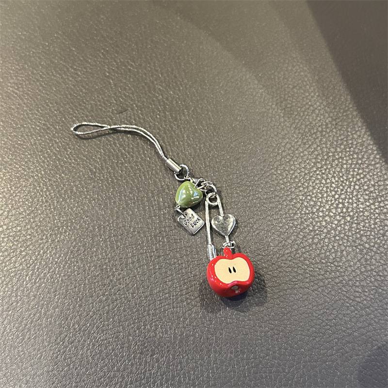 夏天西瓜风铃小番茄串珠手机链女新款ccd相机装饰挂件女包包挂饰图片