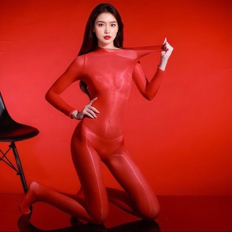 油亮连体丝袜全身全包袜超薄马油性感丝滑5D丝袜连体高领透明油光