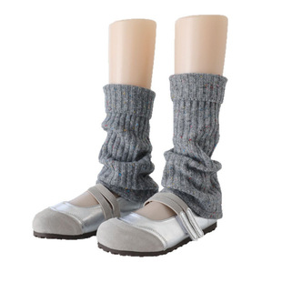 秋冬新款加厚羊绒点子纱堆堆袜套女中筒袜保暖软糯双针粗线小腿套