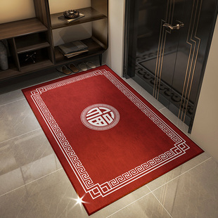 新中式 入户门地垫红色喜庆进门玄关地毯耐脏防滑垫子家用门口脚垫