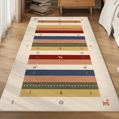 卧室床边地毯美式床前长条地垫