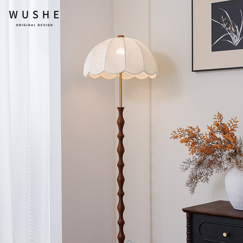 月影法式中古风客厅落地灯沙发旁美式复古氛围高级感卧室全光谱灯