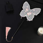 中国风复古珍珠蝴蝶刺绣团扇子汉服cos拍照古典舞蹈仙桃绣花圆扇