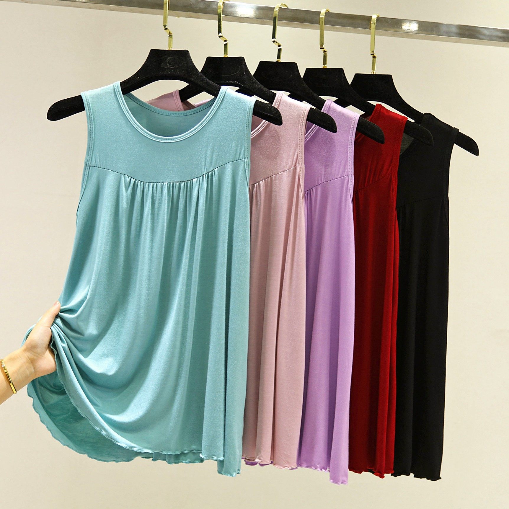 莫代尔宽松背心胖MM夏季薄款居家上衣女士纯色大码圆领无袖T恤,女装/女士精品,T恤,淘宝优惠券,粉丝福利购,淘宝优惠卷