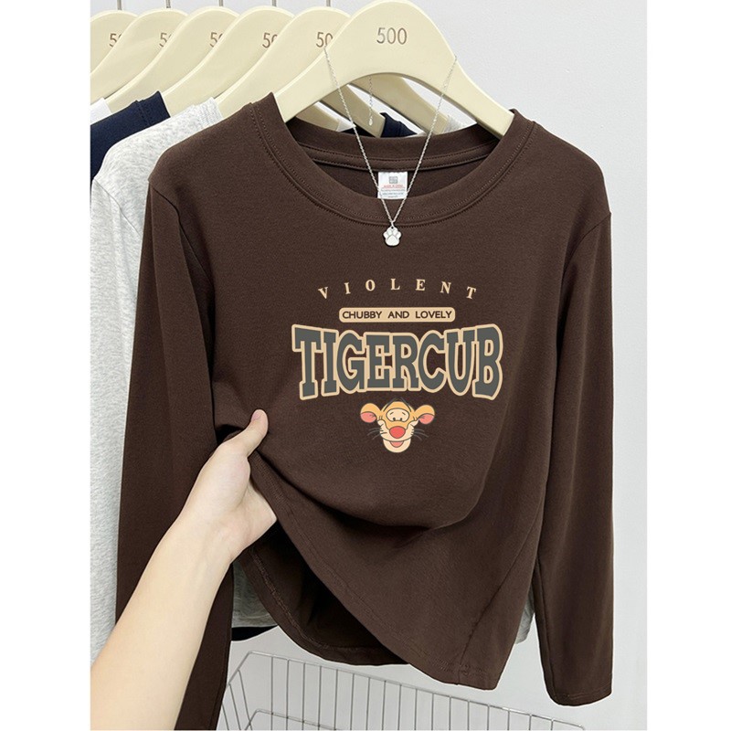 纯棉长袖T恤女2025春秋新款时尚洋气内搭打底衫修身显瘦正肩上衣