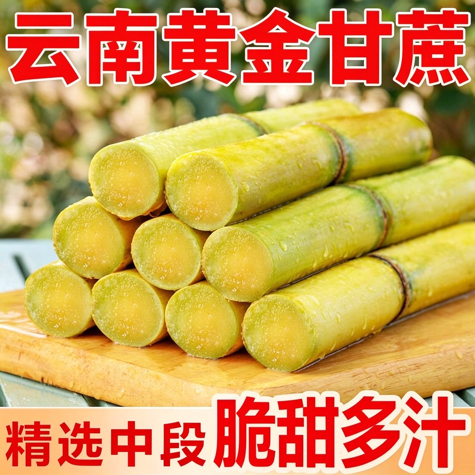 正宗云南黄金甘蔗新鲜当季头茬水果脆甜多汁精选中段手撕薄皮甘蔗