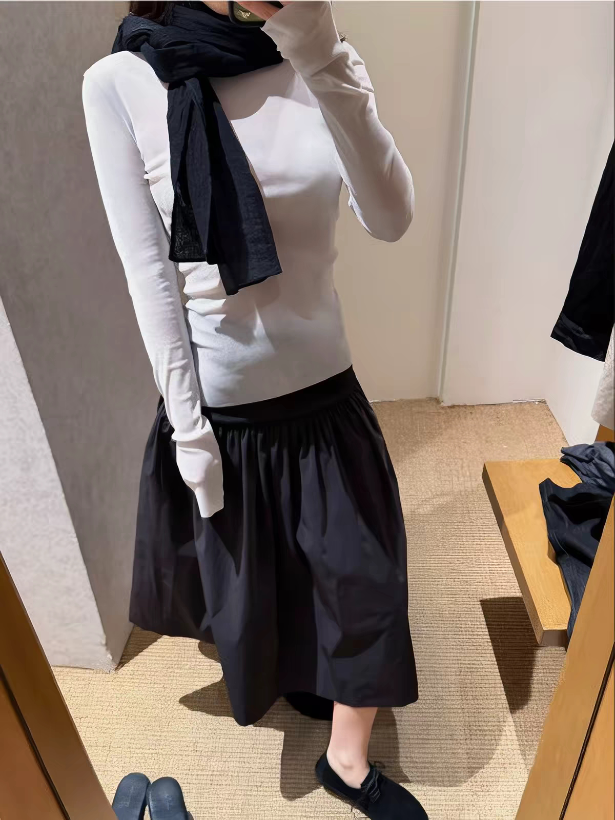 jaja绒感拼接褶裥ballet skirt低腰线芭蕾风半裙女秋冬高级感半裙