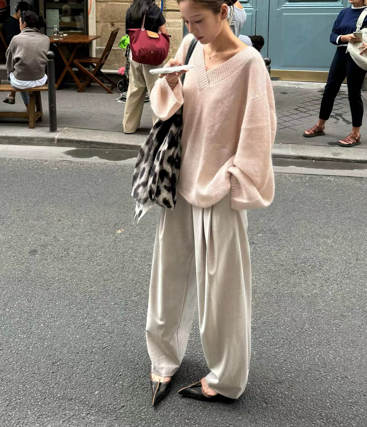 博主NaNa精纺羊毛 步步娇 复古双褶设计挺阔垂坠锥形西裤女26新款