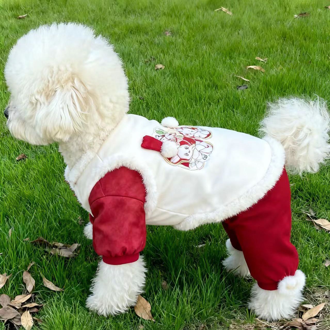 新年喜庆唐装狗狗衣服四脚秋冬款宠物冬季博美小型犬比熊泰迪冬天